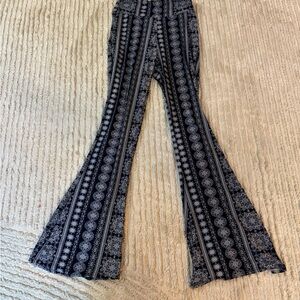 Blue and White Patterned Flare Pants